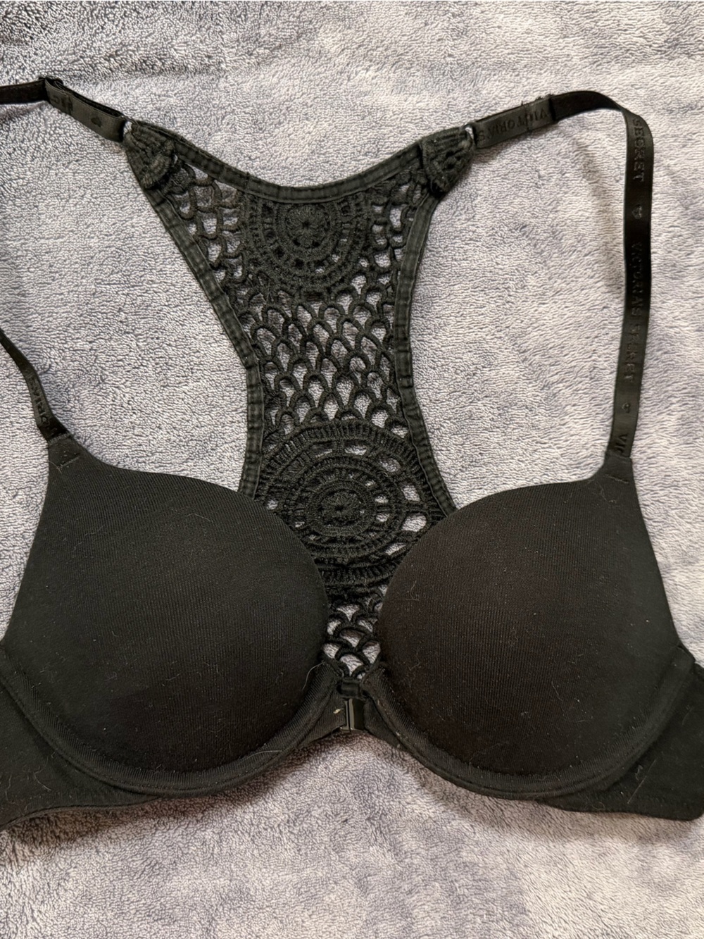 Victoria's Secret Black Crochet Racerback Push-Up Bra